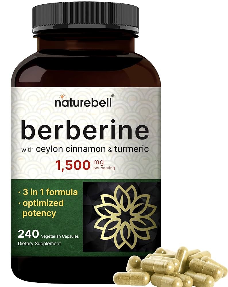 Berberine molecular structure and cellular mechanisms illustration
